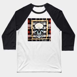 Skull Plaid Grunge Bleach Acid Wash Graphic Skate Punk Baseball T-Shirt